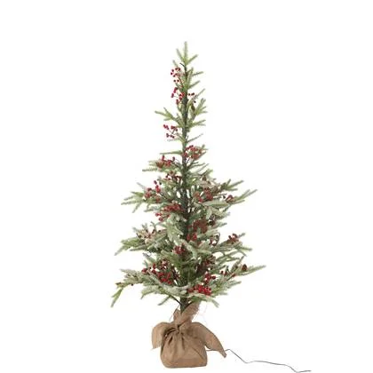 J-Line decoratie kerstboom sneeuw - jute zak - kunststof - g