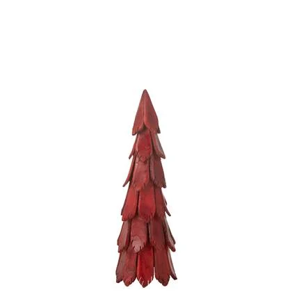 J-Line decoratie Kerstboom Stukken - hout - rood - medium