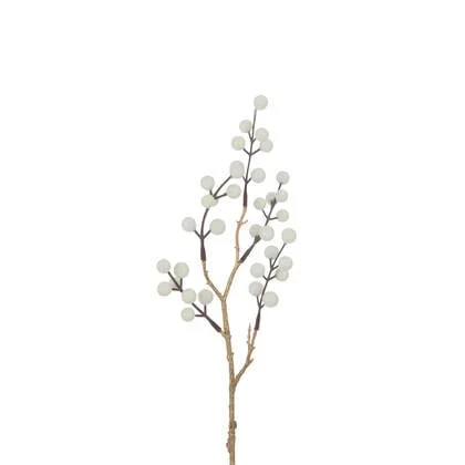 J-Line decoratie Tak Bessen - kunststof - creme|goud - 24 stuks