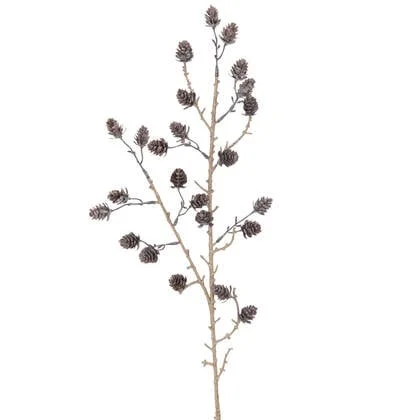 J-Line decoratie Tak Dennenappels - kunststof - bruin|goud - 12 stuks