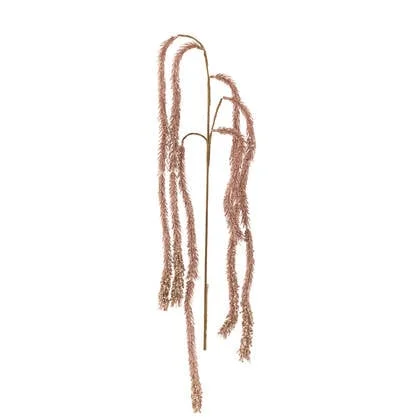 J-Line decoratie tak Hangend Glitters - kunststof - lichtroz