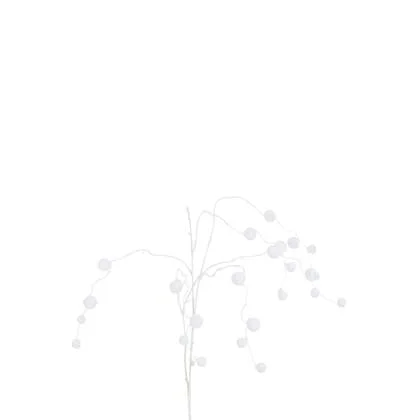 J-Line decoratie tak Hangend + Pompons - kunststof - wit - 12 stuks