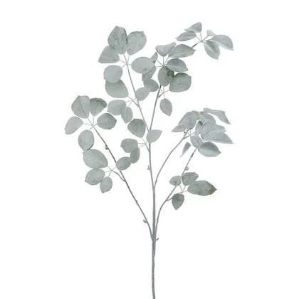 J-Line decoratie Tak Schefflera Gevlokt - kunststof - groen - 6 stuks