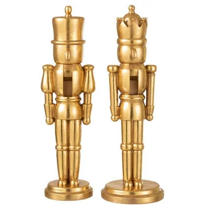 J-Line figuur Notenkraker - polyresin - goud - large - 2 stu