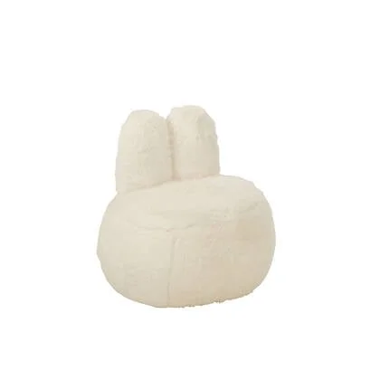 J-Line kruk Fur Bunny Ears - hout - wit