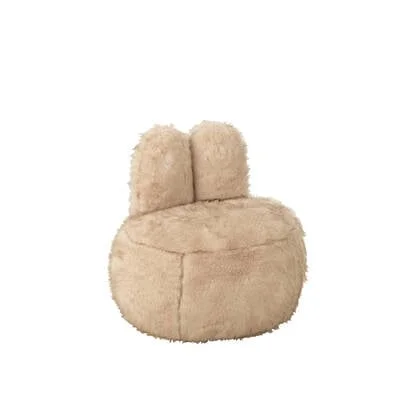J-Line kruk Fur Bunny - hout - beige