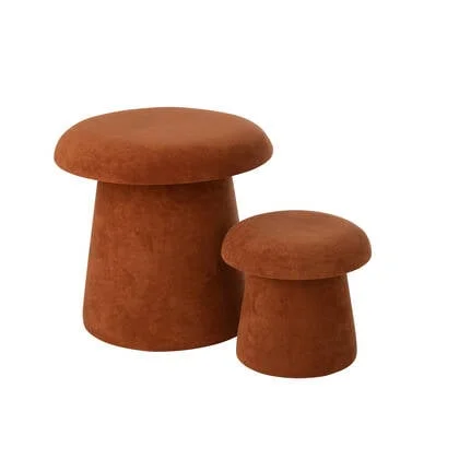 J-Line kruk Paddenstoel - hout - terracotta - small - set va