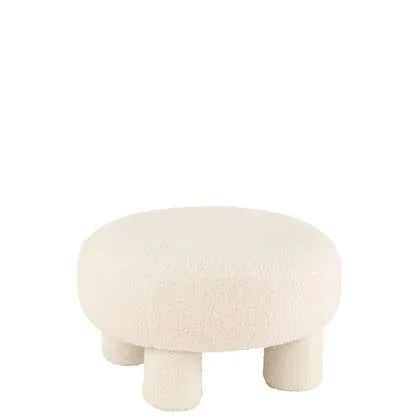 J-Line kruk Rond Teddy voeten Bouclé - textiel - wit