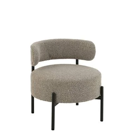 J-Line loungestoel Bouclé - multiplex|polyester - grijs|zwar