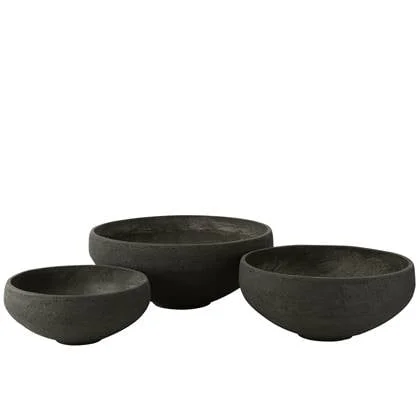 J-Line schaal Vezelklei - keramiek - zwart - 3 stuks - Ø 69.