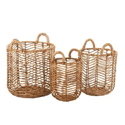 J-Line set van 3 Manden Bananen - hout|jute - naturel