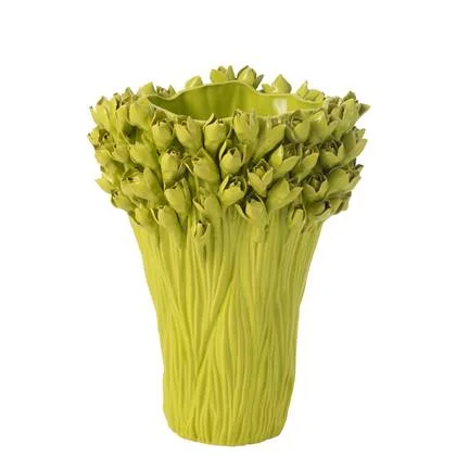 J-Line vaas Ambrosia - keramiek - groen - large - Ø 35 cm