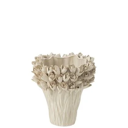 J-Line vaas Ambrosia - keramiek - wit - medium - Ø 28 cm