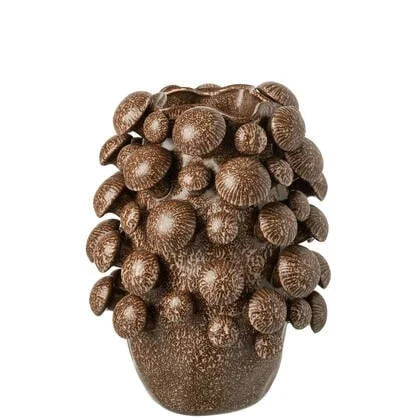 J-Line vaas Fungi - bruin - large - klei