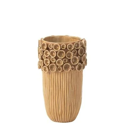 J-Line vaas Koraal Hoog - keramiek - oker - medium - 41 cm hoog