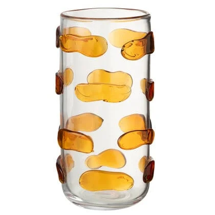 J-Line vaas Pebbles - glas - amber|transparant - large - Ø 17 cm