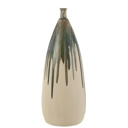 J-Line vaas Verf - keramiek - naturel|groen - large - 73 cm