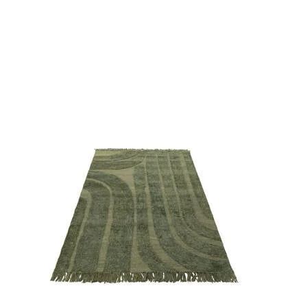 J-Line vloerkleed Afgeronde Lijnen - wol - kakigroen