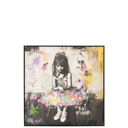 J-Line wanddecoratie Ballerina - canvas - mix