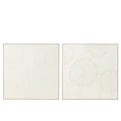 J-Line wanddecoratie Dandelion - canvas - ecru - 2 stuks