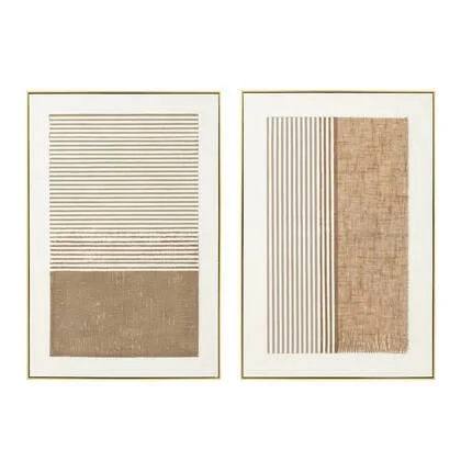 J-Line wanddecoratie Lame - canvas - ecru|taupe - 2 stuks
