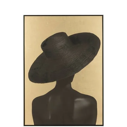 J-Line wanddecoratie Rechthoek Zora - canvas - zwart|goud