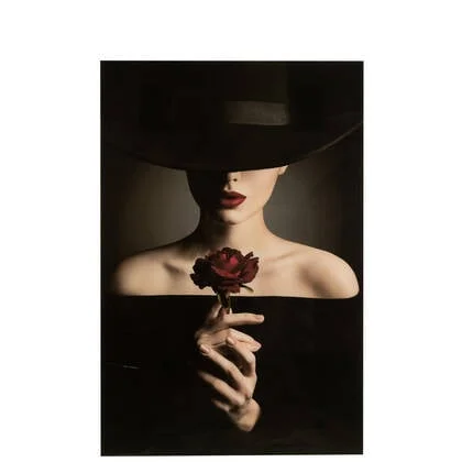 J-Line wanddecoratie Vrouw - glas|papier - mix