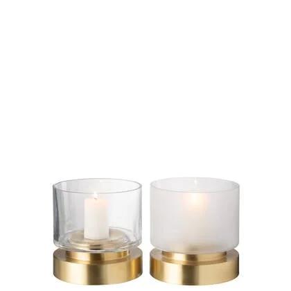 J-Line windlicht|vaas Pia - glas|koper - transparant|goud -