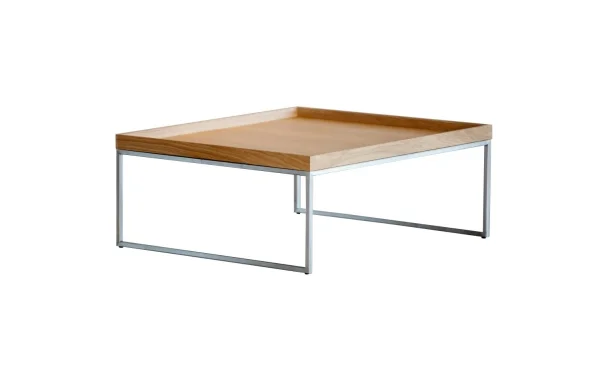 Jan Kurtz Pizzo salontafel - 80 x 36 x 80 cm - zilver - notenhout natuur