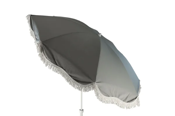 Jan Kurtz Retro parasol met franjes - lichtgrijs