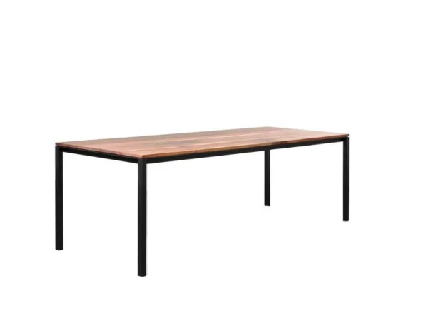 Janua S 600 houten tafel - 220 x 90 cm - Eiken natuur geolied - gepoedercoat zwart