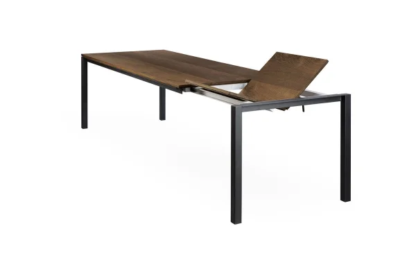 Janua S 600 Uitschuifbare tafel - gepoedercoat zwart - Eiken natuur geolied - 180 x 100 cm