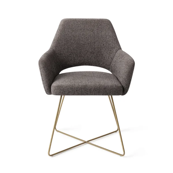 Jesper Home Yanai Eetkamerstoel - Amazing Grey, Cross Gold