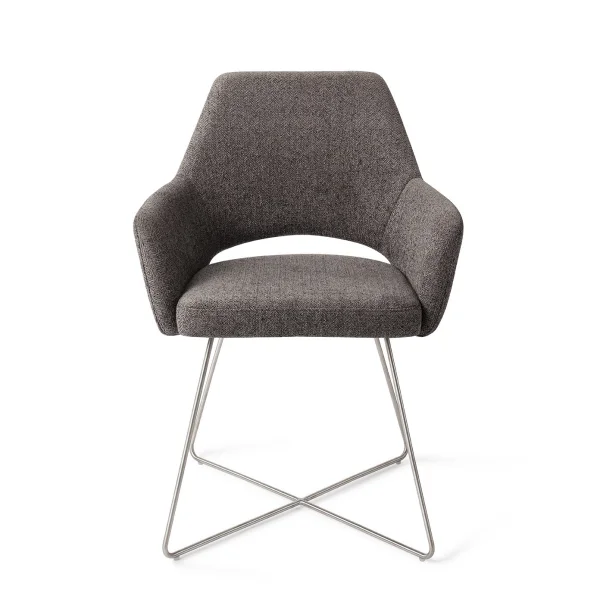 Jesper Home Yanai Eetkamerstoel - Amazing Grey, Cross Steel