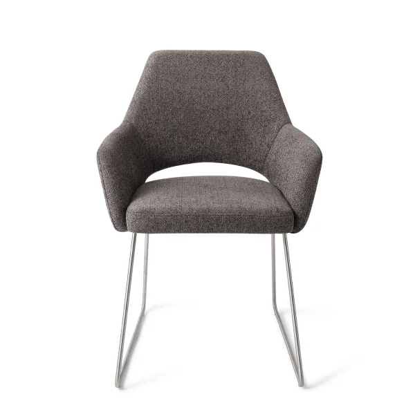 Jesper Home Yanai Eetkamerstoel - Amazing Grey, Slide Steel