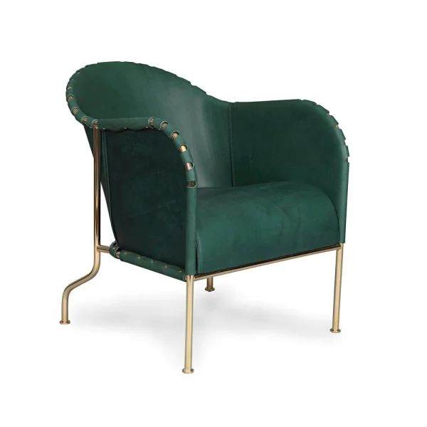 Källemo Bruno fauteuil Kernleder bottle green-messingstandaard