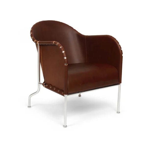 Källemo Bruno fauteuil Kernleder bruin-vintage-chroomframe