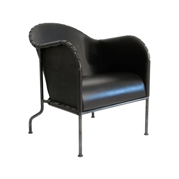 Källemo Bruno fauteuil Kernleder zwart-zwartgeoxideerd stalen frame