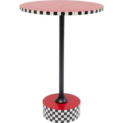 Kare Bijzettafel Domero Checkers Red Ø40cm