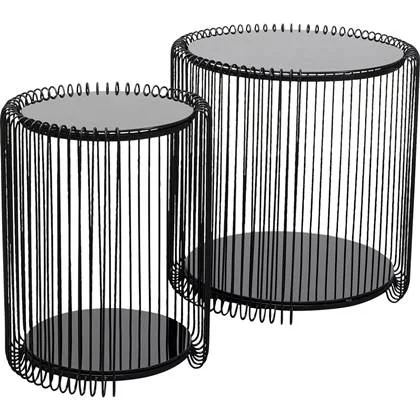 Kare Bijzettafel Wire Double Black Set van 2