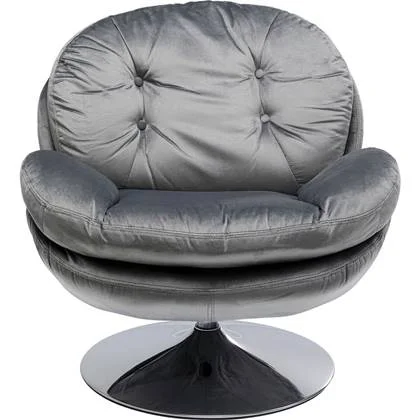 Kare Design Cosy Draaibare Fauteuil - Velvet Grijs