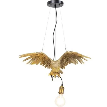 Kare Design Hanglamp Owl 1-Lichts - B57 X D14 X H28 - Goudkleurig