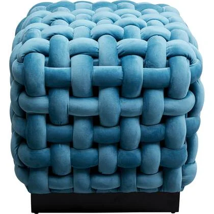 Kare Design Weave kruk - blauw - fluweel