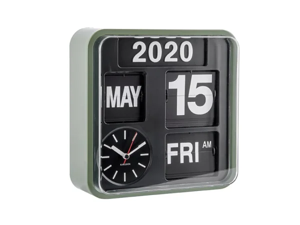 Karlsson-collectie Wall clock Mini Flip green casing, black dial