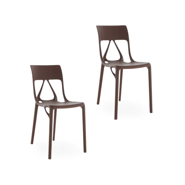 Kartell - A.I. Lite stoelen, bruin, hoogte 80 cm, set van 2