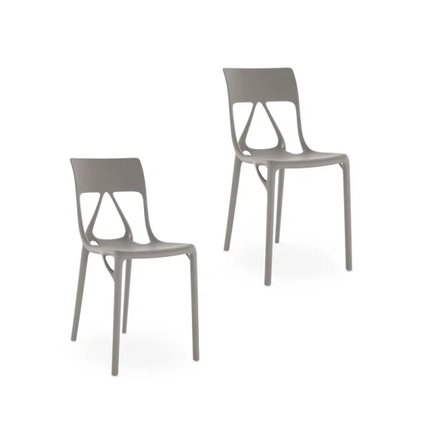 Kartell - A.I. Lite stoelen, grijs, hoogte 80 cm, set van 2