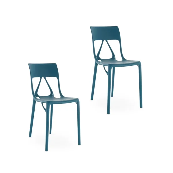 Kartell - A.I. Lite stoelen, petrol, hoogte 80 cm, set van 2