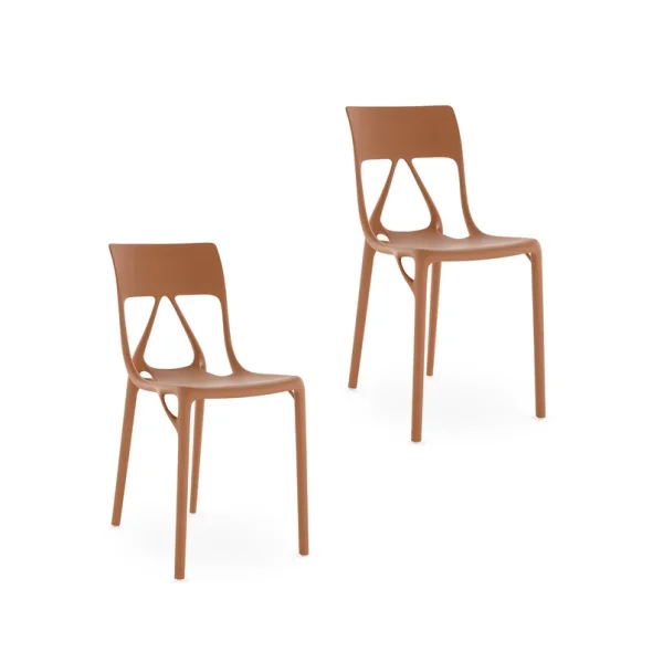 Kartell - A.I. Lite stoelen, terracotta, hoogte 80 cm, set van 2
