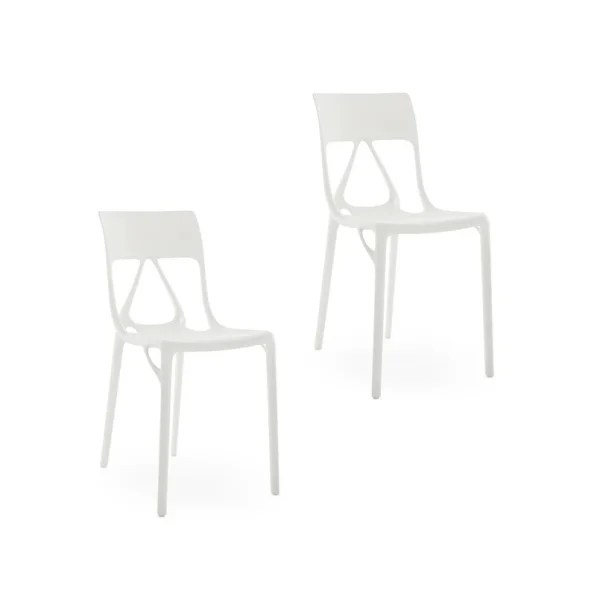 Kartell - A.I. Lite stoelen, wit, hoogte 80 cm, set van 2
