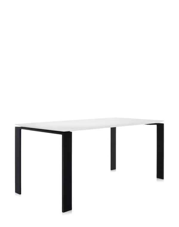 Kartell Four Tafel Soft - wit - zwart - rechthoekig, 158 x 79 cm